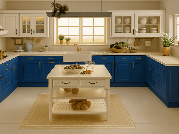 Modern Country Tarzı Mutfak Dekorasyonu: RAL 5010 ile Yeni Bir Yorum